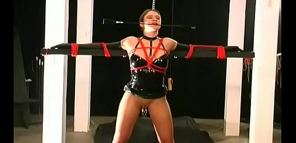  Chick gets milk shakes tied hard in complete bondage show